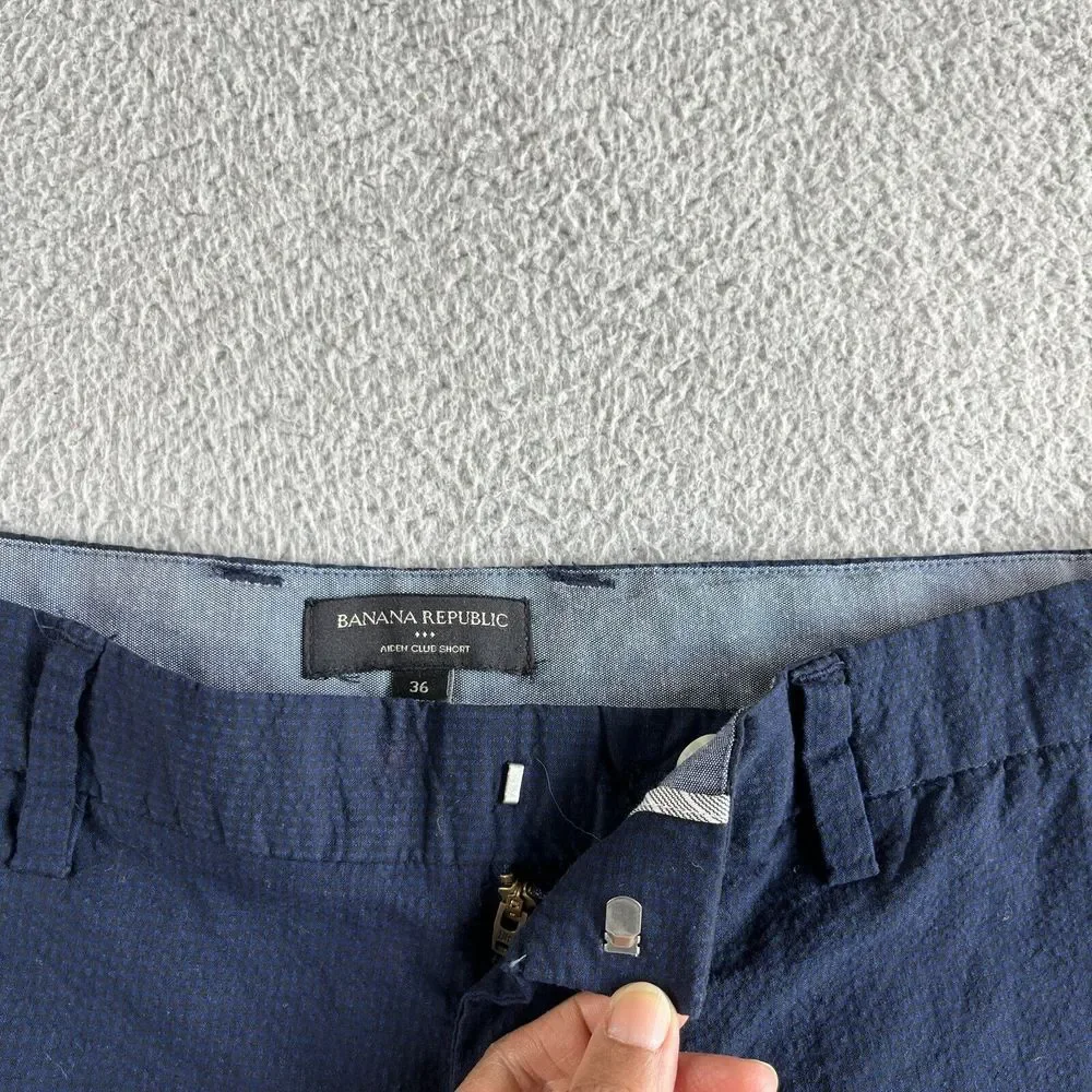 NEW Banana‎ Republic Shorts Mens 36 (37) Blue Chino Seersucker Aiden Club Short